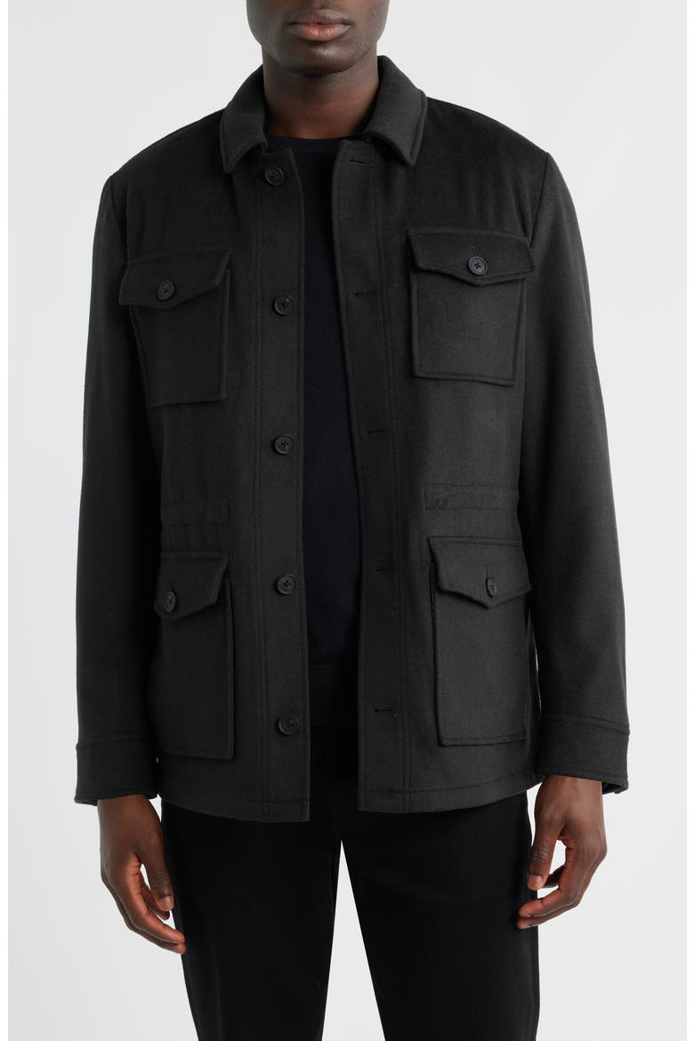 Felted Wool Blend Field Jacket, Main, color, DARK OLIVE
