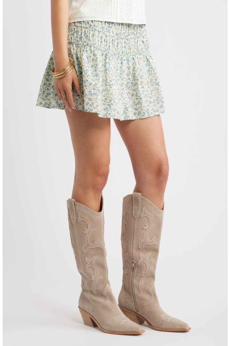 Drop Waist Flare Cotton Skort, Alternate, color, IVORY- BLUE DAINE FLORAL