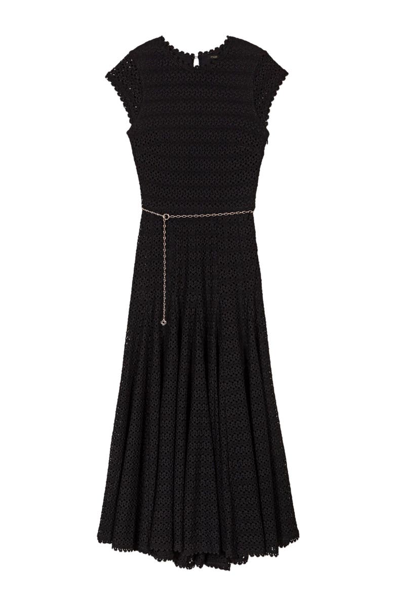 maje Crochet-knit maxi dress, Main, color, Black