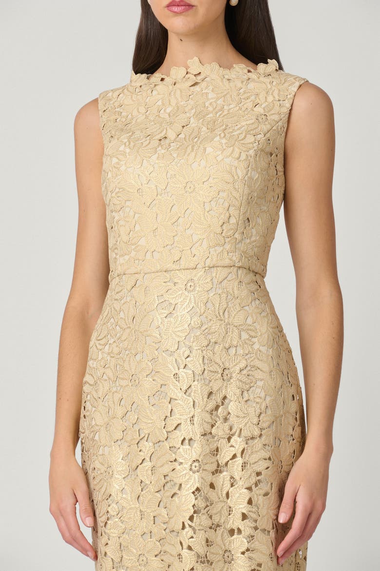 Midnight Reese Foil Lace Dress, Alternate, color, Gold