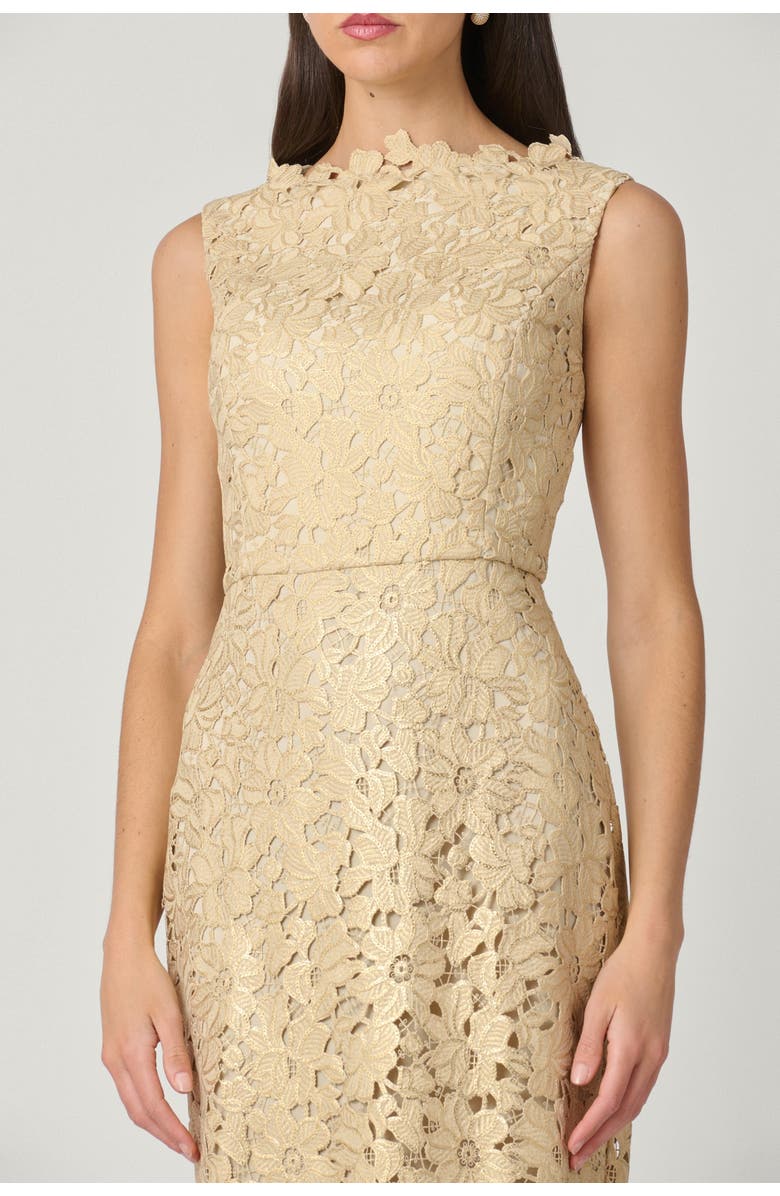 Shoshanna Midnight Reese Foil Lace Dress, Alternate, color, Gold