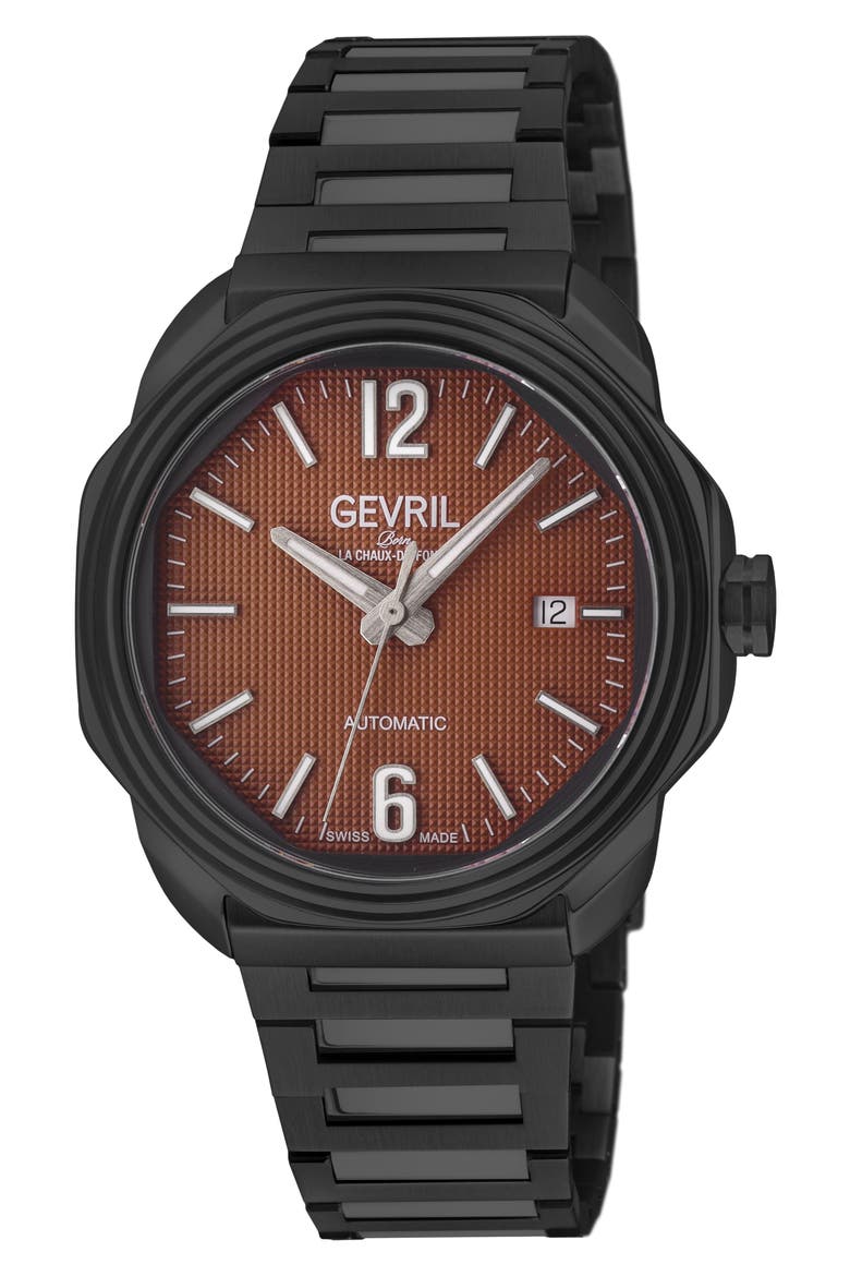 Roosevelt Automatic Bracelet Watch, 42mm, Main, color, BLACK