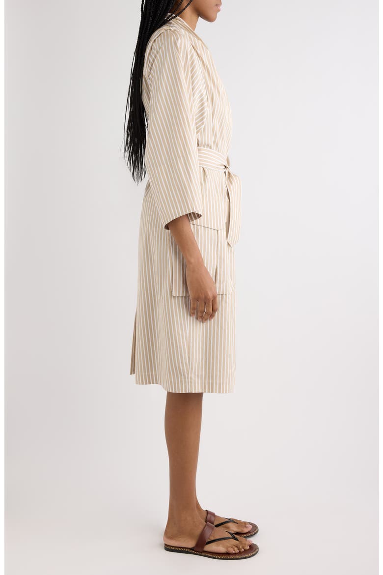 Debrasa Chalk Stripe Belted Cargo Dress, Alternate, color, BEIGE