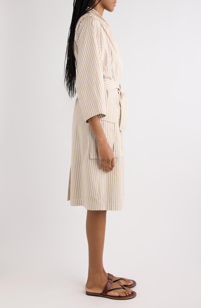 Dries Van Noten Debrasa Chalk Stripe Belted Cargo Dress, Alternate, color, Beige