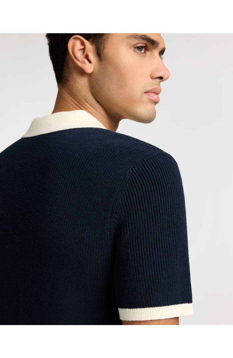 Onia Cotton Linen Knit Polo, Alternate, color, Midnight/Egret