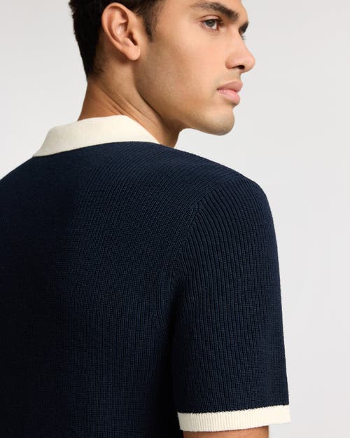 Onia Cotton Linen Knit Polo In Blue