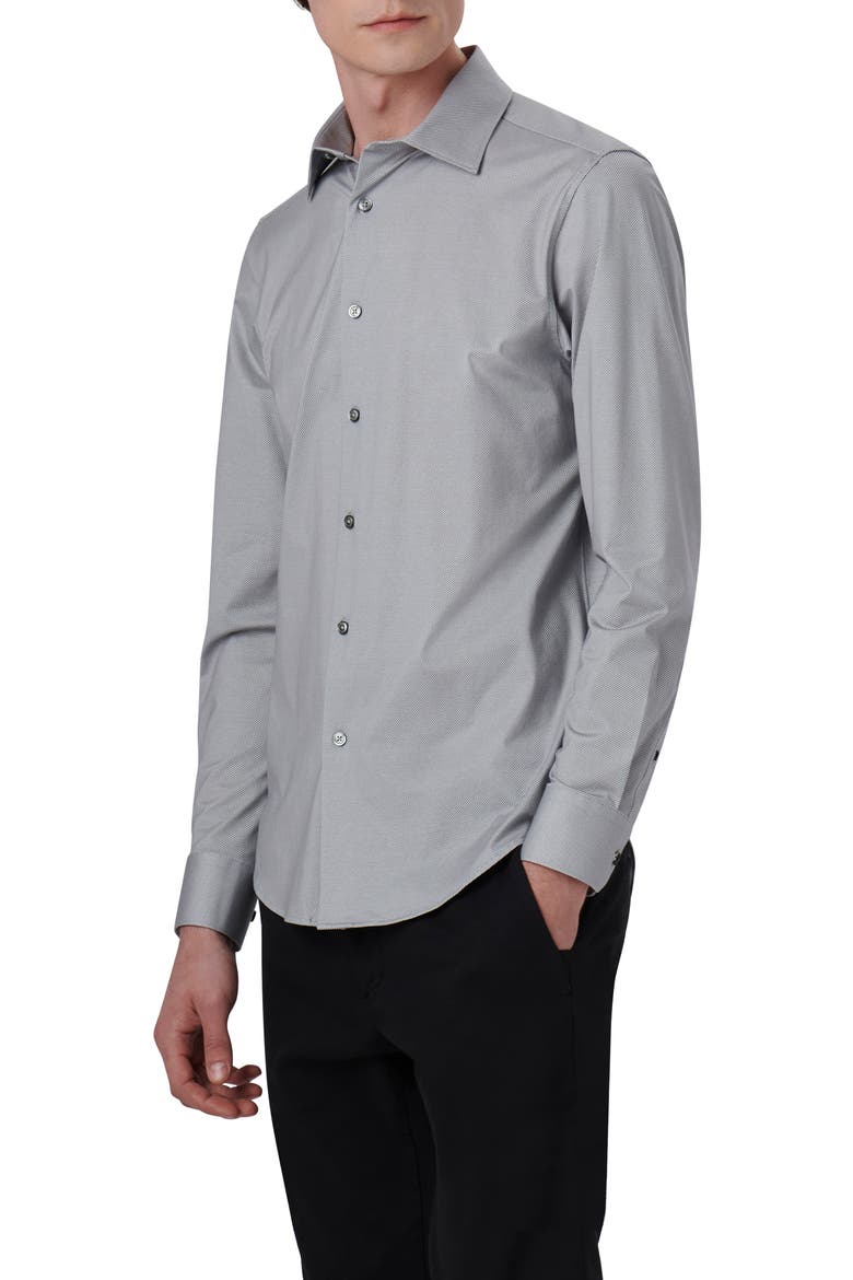 James OoohCotton® Trim Fit Stripe Button-Up Shirt, Alternate, color, CEMENT