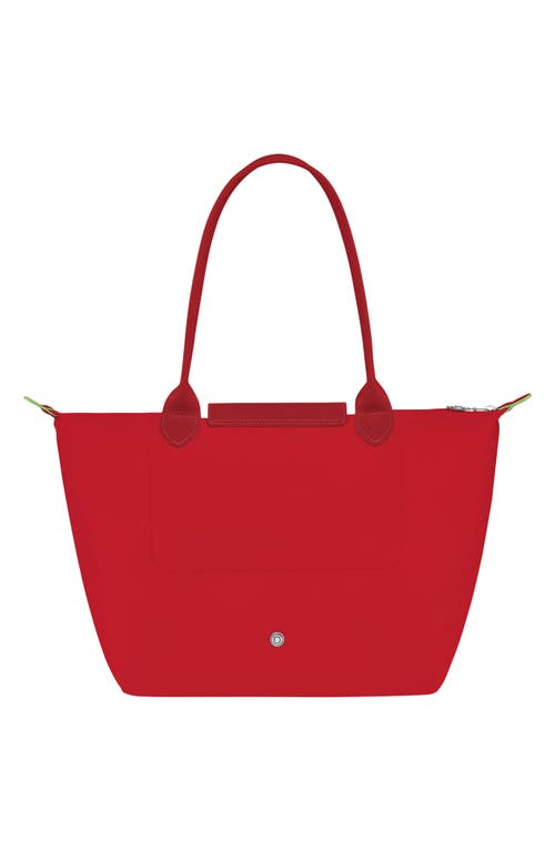 Longchamp Medium Le Pliage Green Recycled Canvas Shoulder Tote Bag In Red