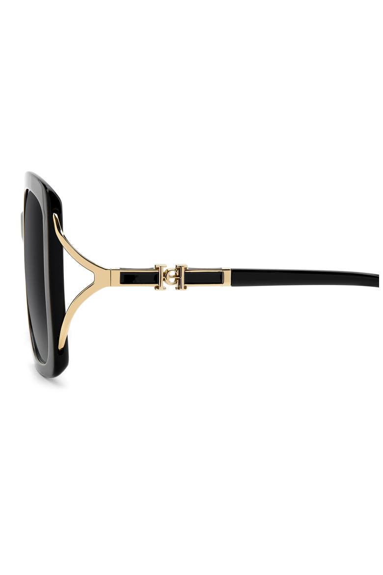 Her 56mm Square Sunglasses, Alternate, color, BLACK/ DARK GREY SF