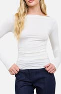 Blu Pepper Ruched Long Sleeve Knit Top