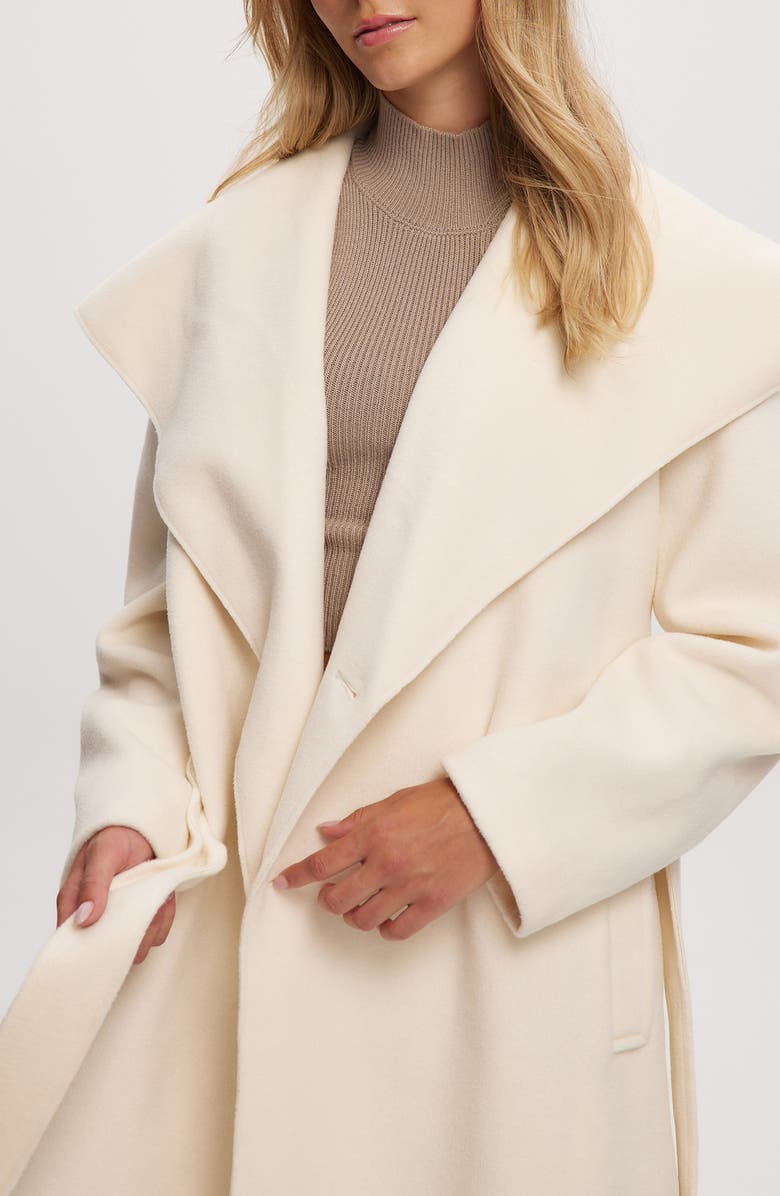 Noize Lena Belted Wrap Coat, Alternate, color, Off White