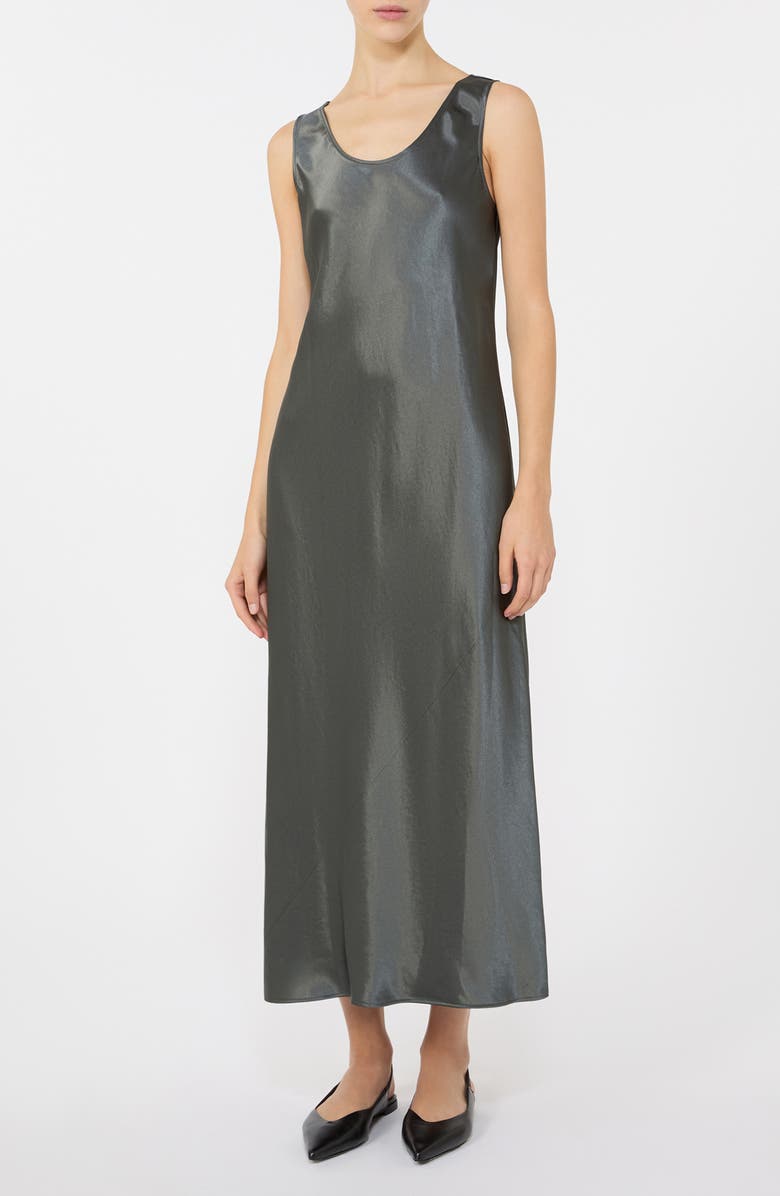 MM by Max Mara Talete Metallic Satin Slipdress, Main, color, Dark Grey