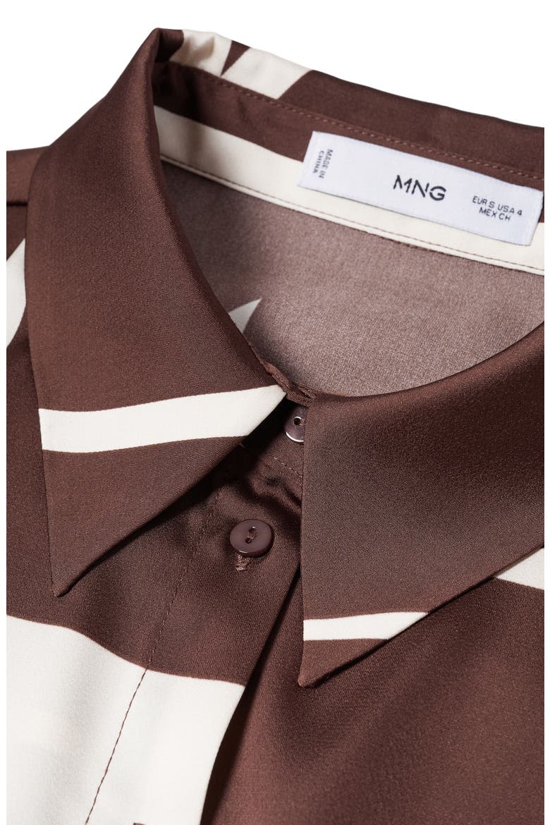 Print Satin Shirt, Alternate, color, BROWN
