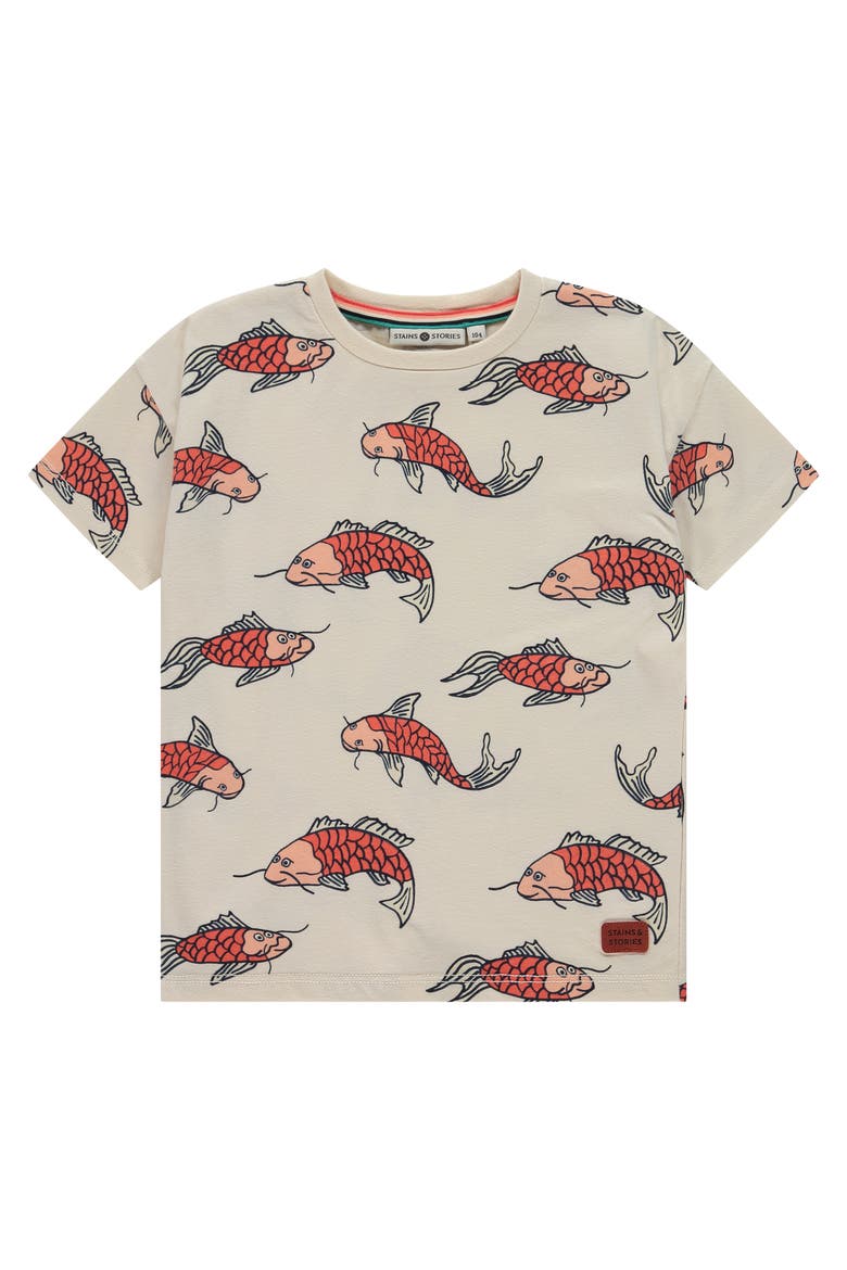 Allover Print T-Shirt, Main, color, Koi in Cream