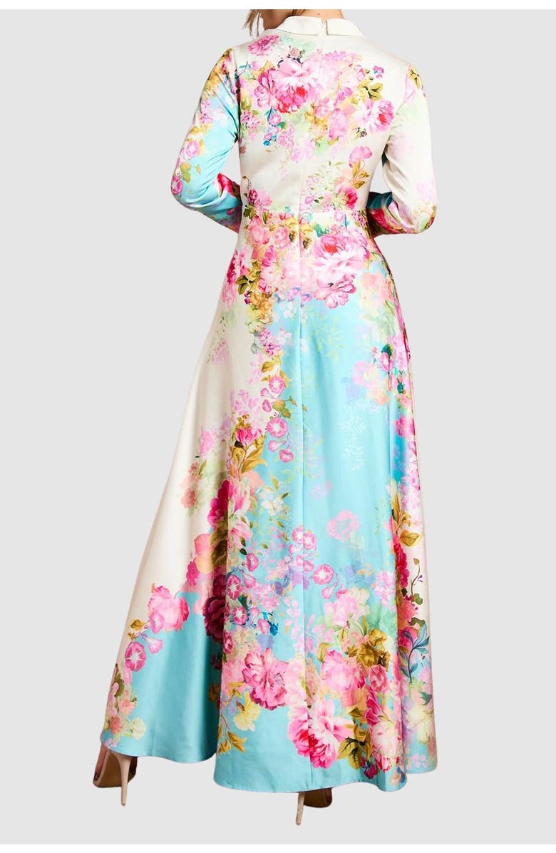 Coast Placement Print Wrap Front Gown, Alternate, color, Multi