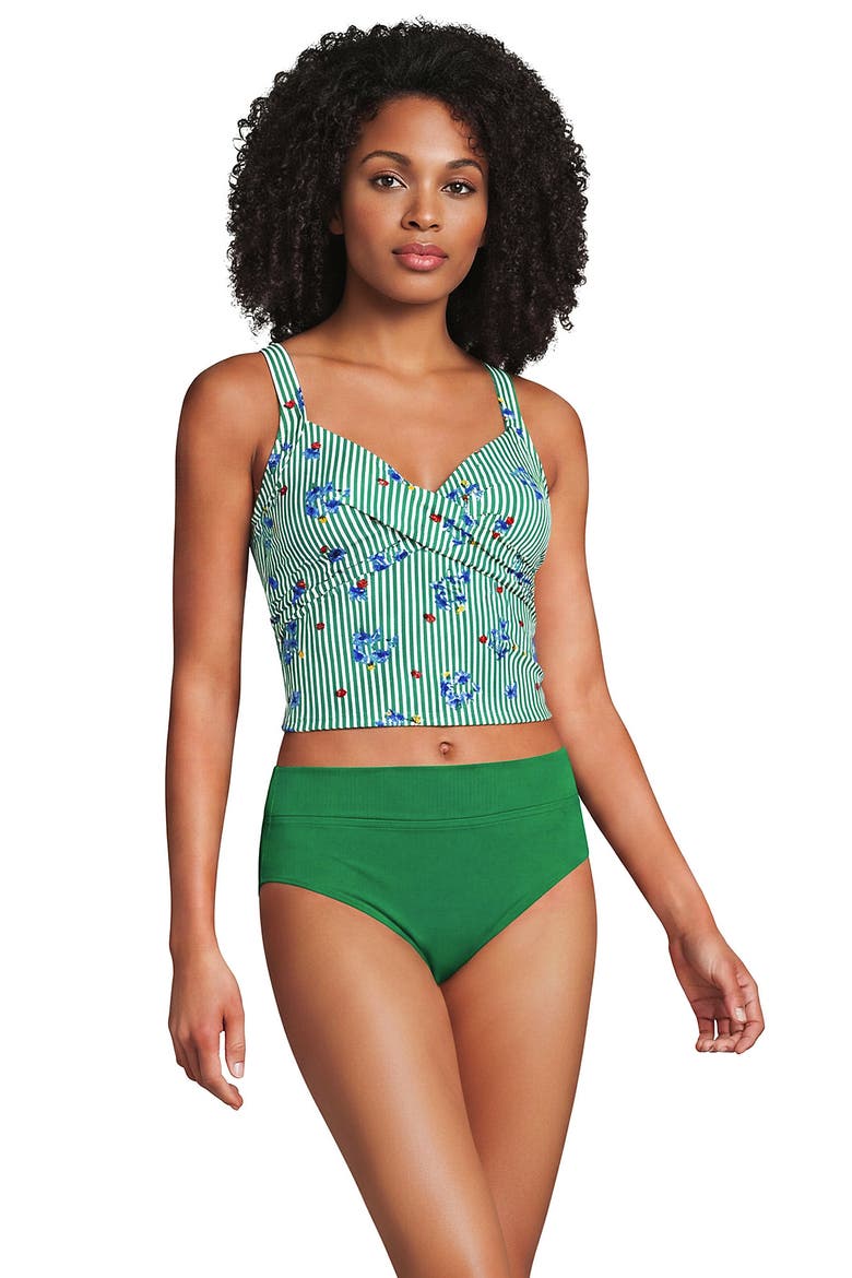 Sweetheart Wrap Midkini Top, Alternate, color, Floral/Vibrant Clover Stripe