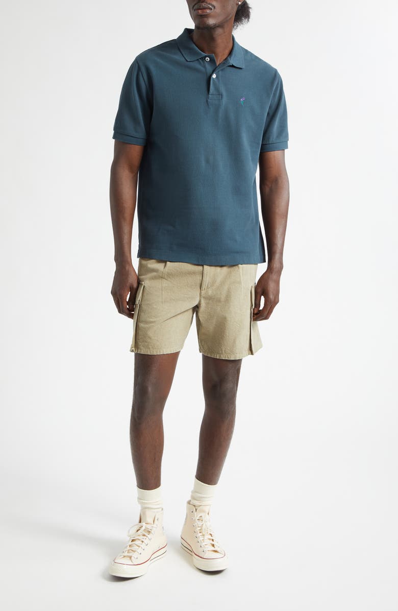 Noah Embroidered Iris Cotton Piqué Polo, Alternate, color, Emerald