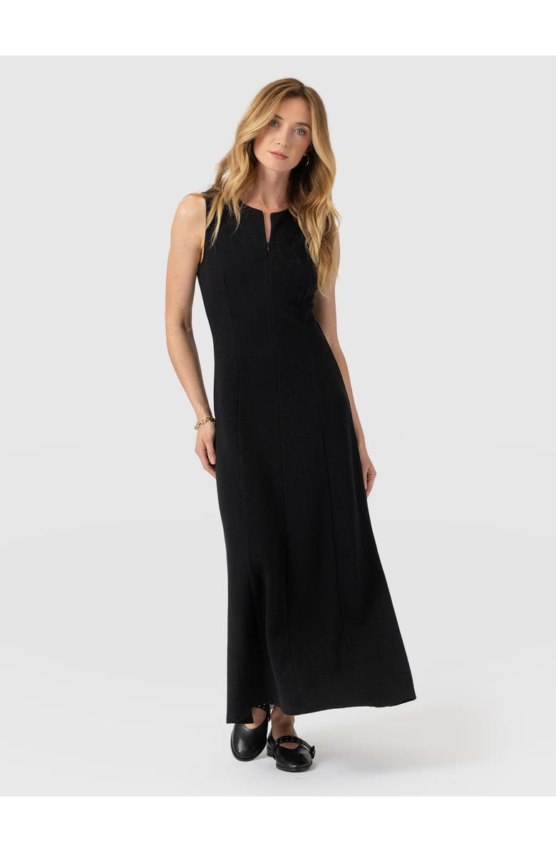 Saint + Sofia Orla Sleeveless Midi Dress, Main, color, Black Textured
