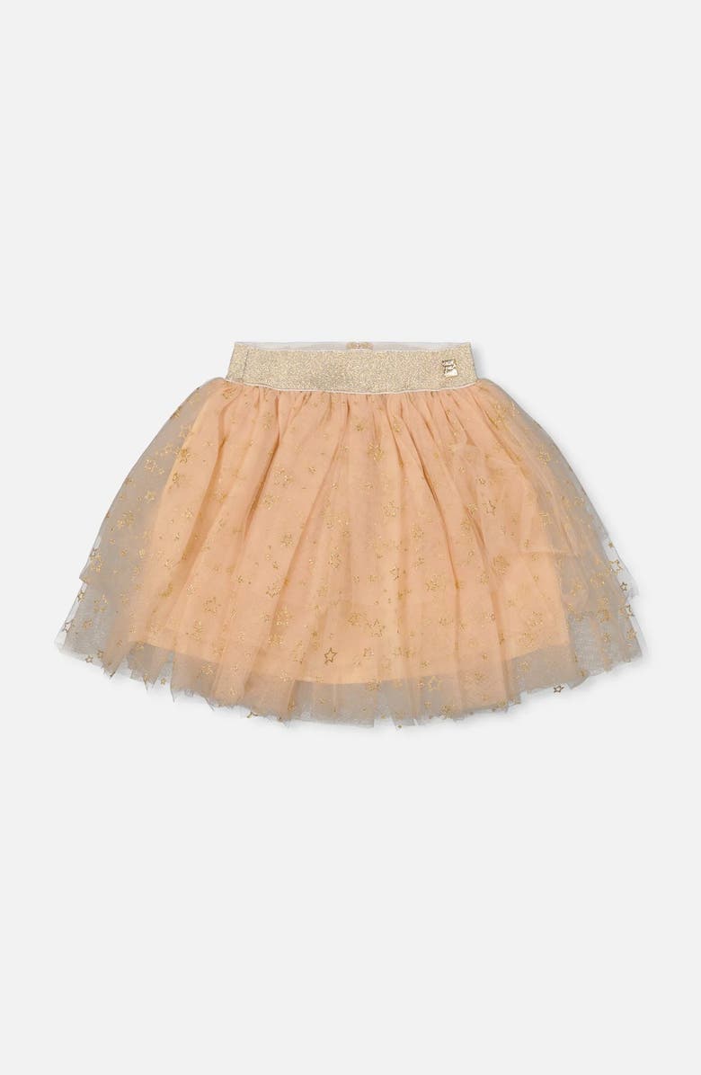 Deux par Deux Multi Layer Glittering Mesh Skirt, Main, color, Beige