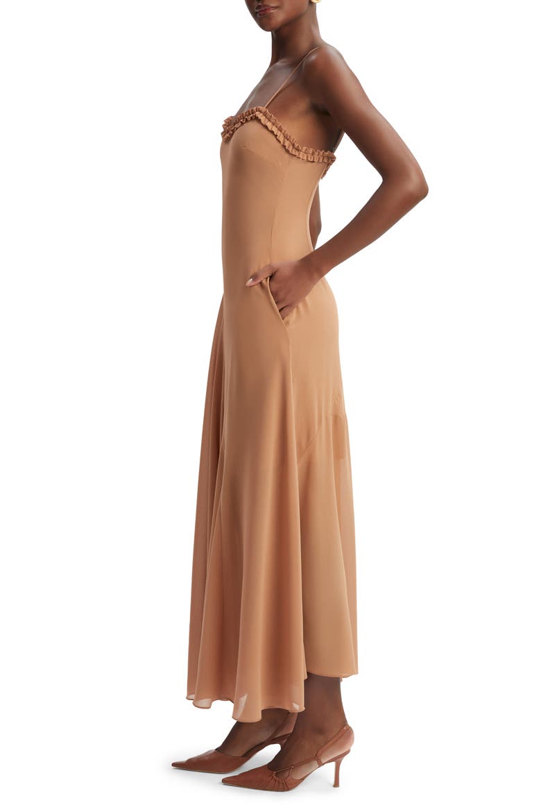 Tatian Frill Trim Maxi Dress, Alternate, color, TAN