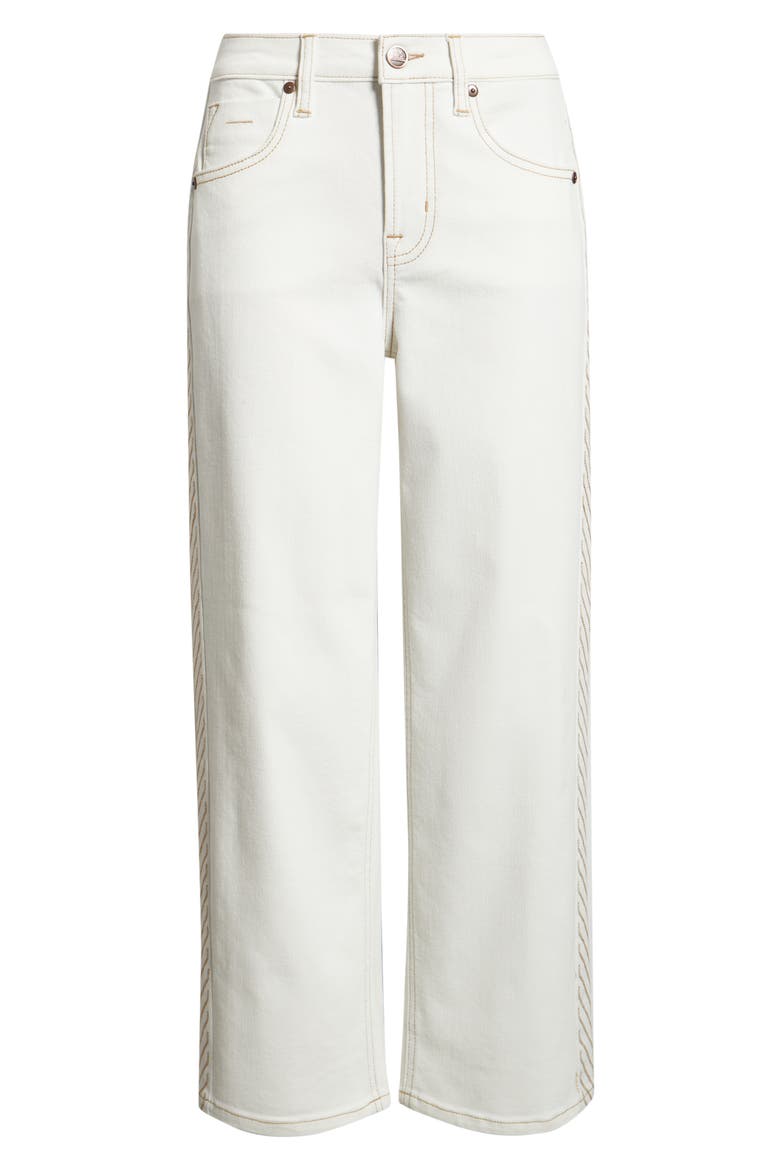 Embroidered Straight Leg Crop Jeans, Alternate, color, IVORY