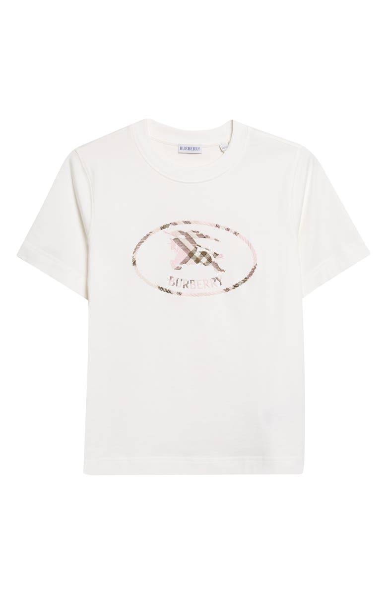 Burberry Frankie Embroidered EKD Stamp Cotton T-Shirt, Main, color, Chalk Pink Check