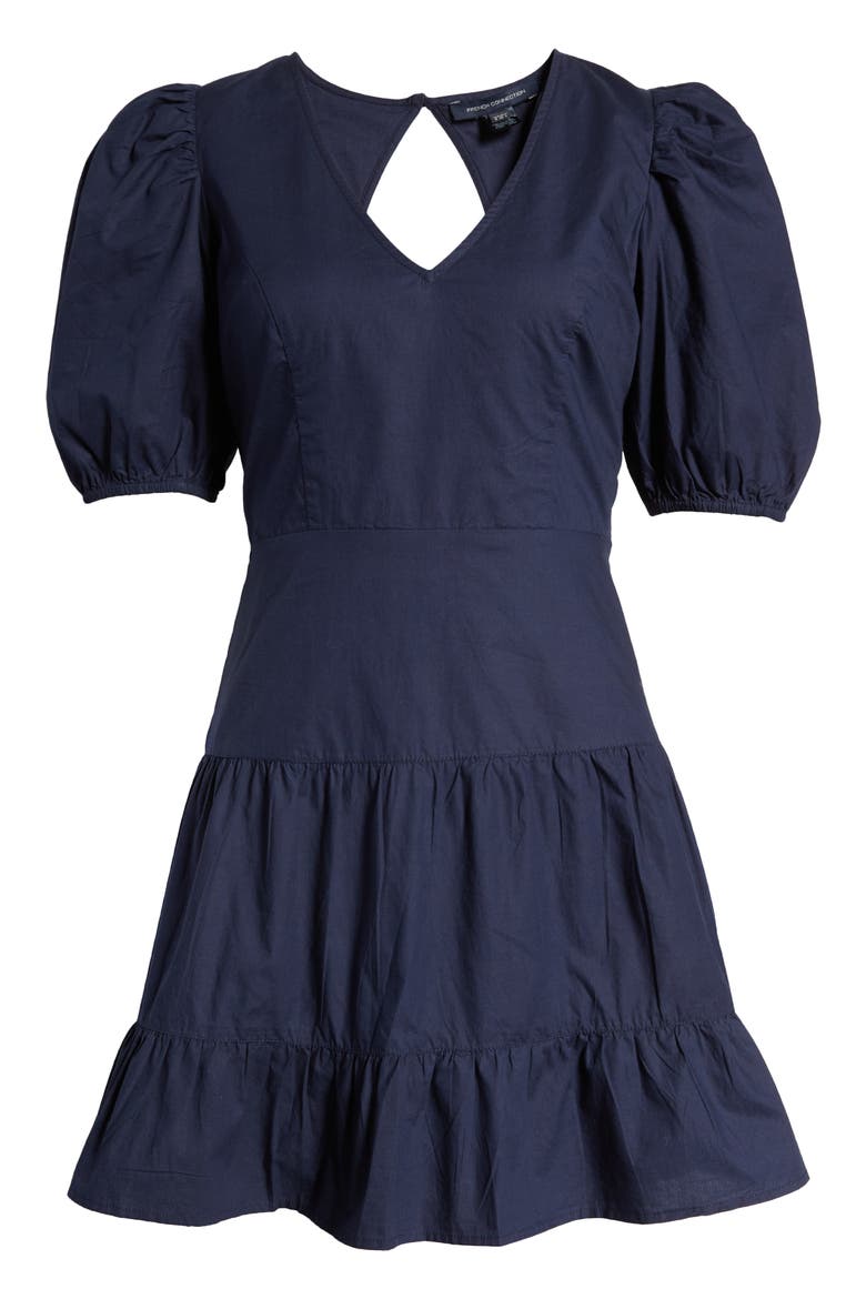 Birch Poplin Puff Sleeve Minidress, Alternate, color, INDIGO