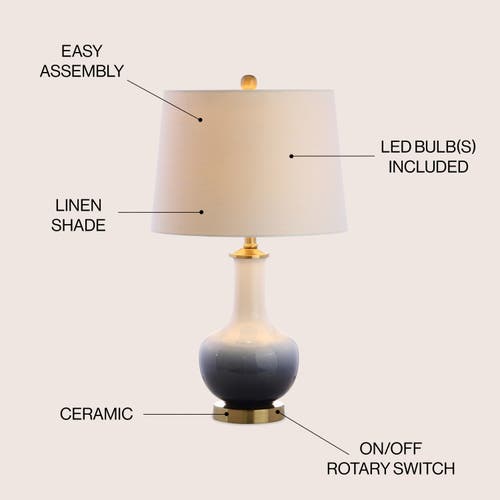 Jonathan Y Gradient Ceramic/brass Led Table Lamp In White/navy