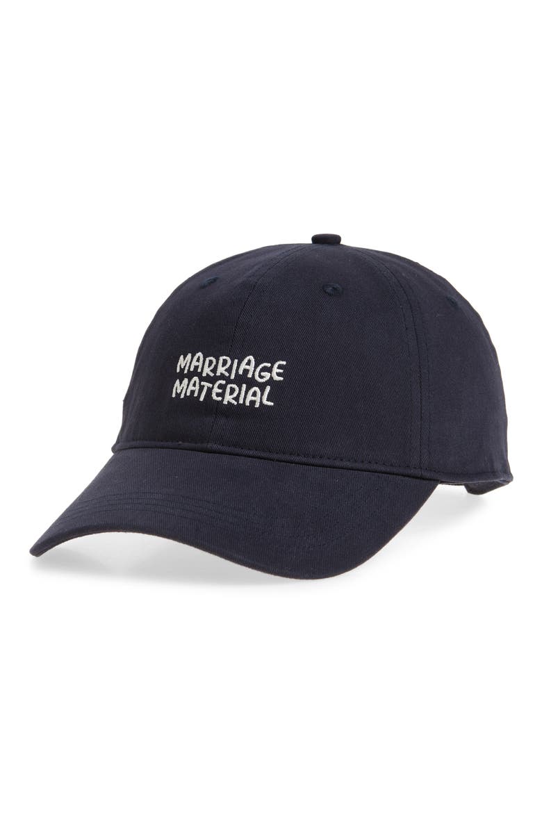 Marriage Material Cotton Canvas Baseball Cap, Main, color, NAVY