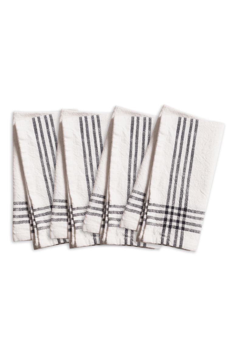 Set of 4 Cotton Napkins, Main, color, BLACK