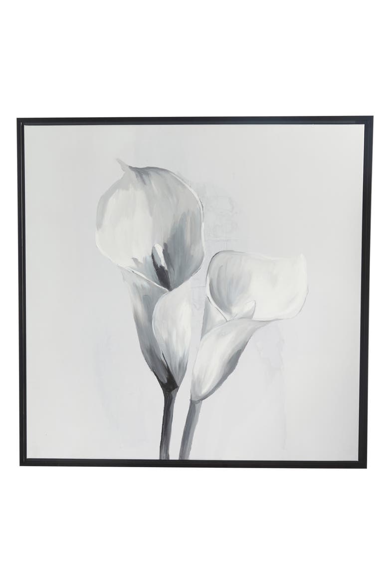 Calla Lily Canvas Framed Wall Art, Main, color, WHITE