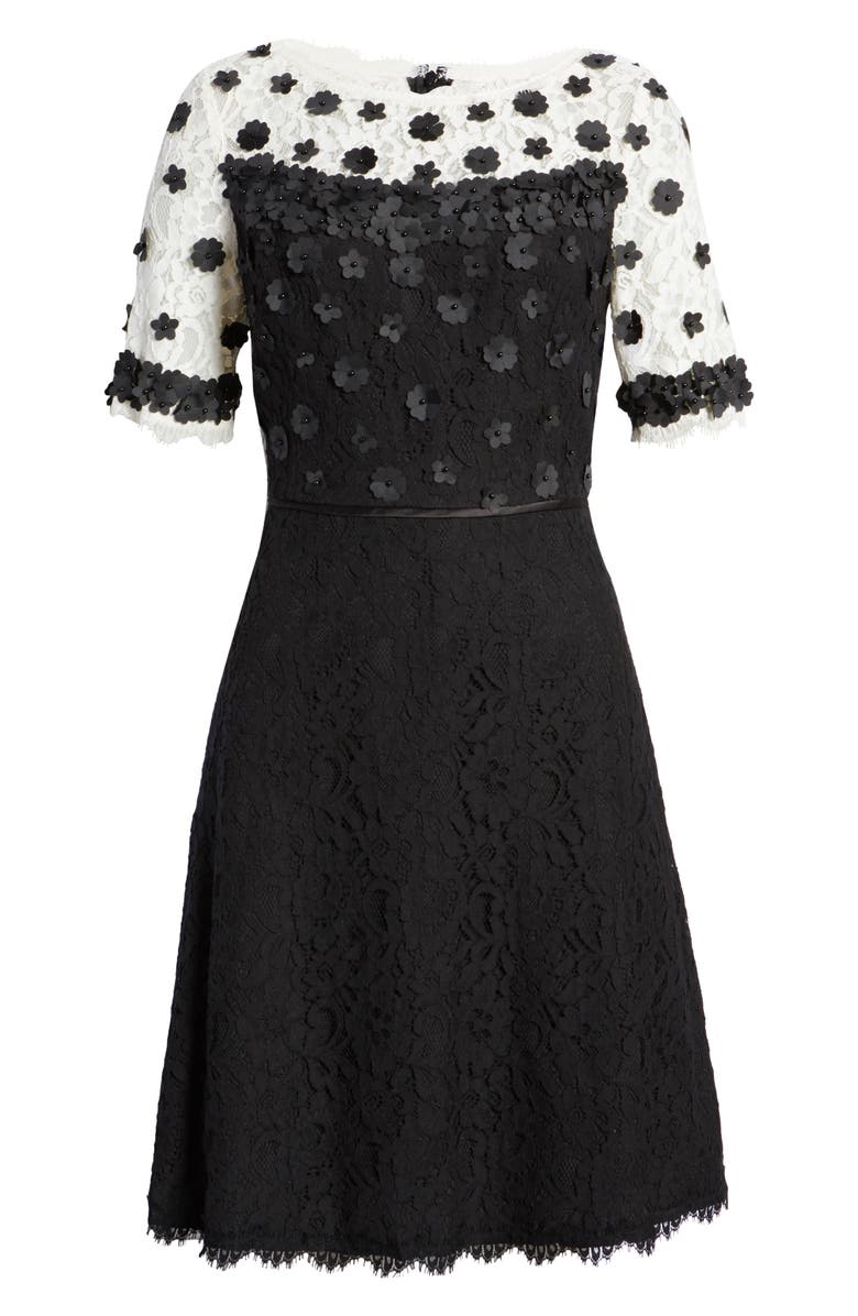 Shani Lace Floral Appliqué Fit & Flare Dress, Alternate, color,