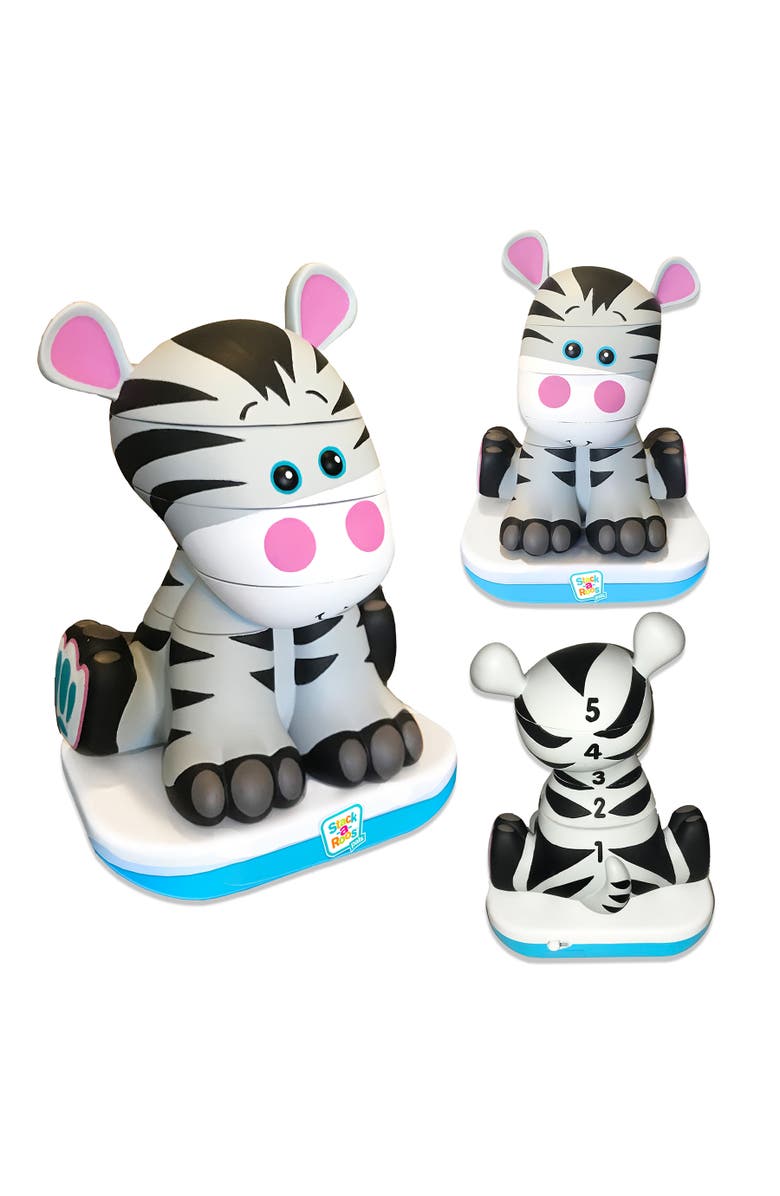 Stack-a-Roos Stackaroos Pals Baby Zebra Lights & Sounds, 5 Piece Stacking Animal Tower, Alternate, color, Multicolored