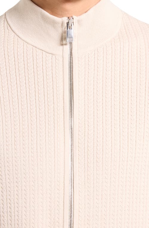Theory Walton Cabled Cotton Zip Cardigan In Neutral