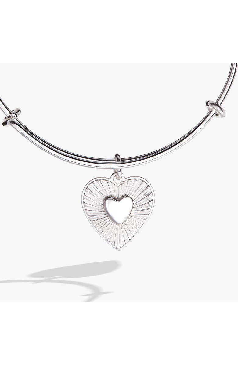 Alex and Ani Heart Burst Bangle Bracelet, Alternate, color, Silver
