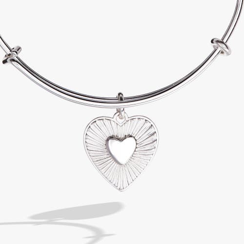 Alex And Ani Heart Burst Bangle Bracelet In Silver