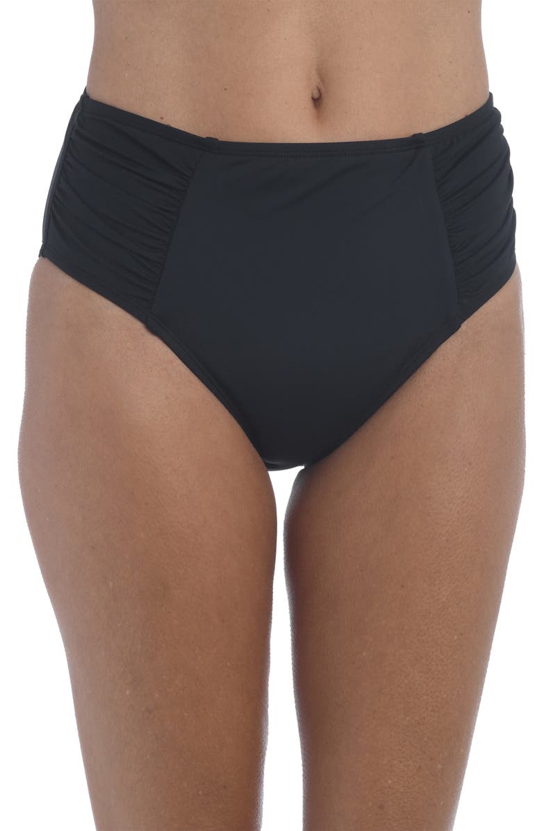 La Blanca Island Goddess Side Shirred High Waist Bikini Bottoms, Main, color, 