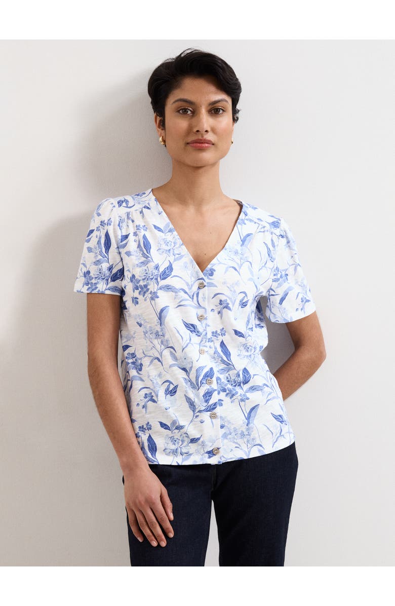Phase Eight Lorenna V-Neck Short Sleeve Top, Main, color, Blue