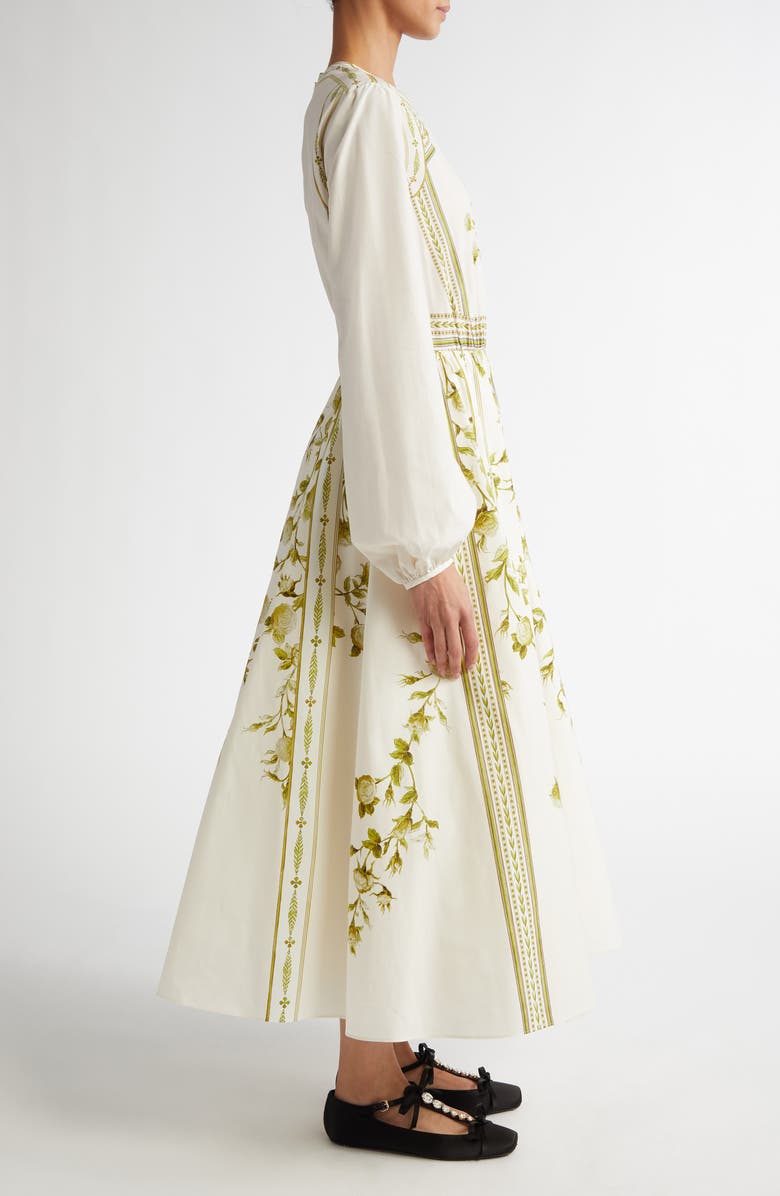Giambattista Valli Wallpaper Floral Long Sleeve Cotton Poplin Fit & Flare Midi Dress, Alternate, color, 