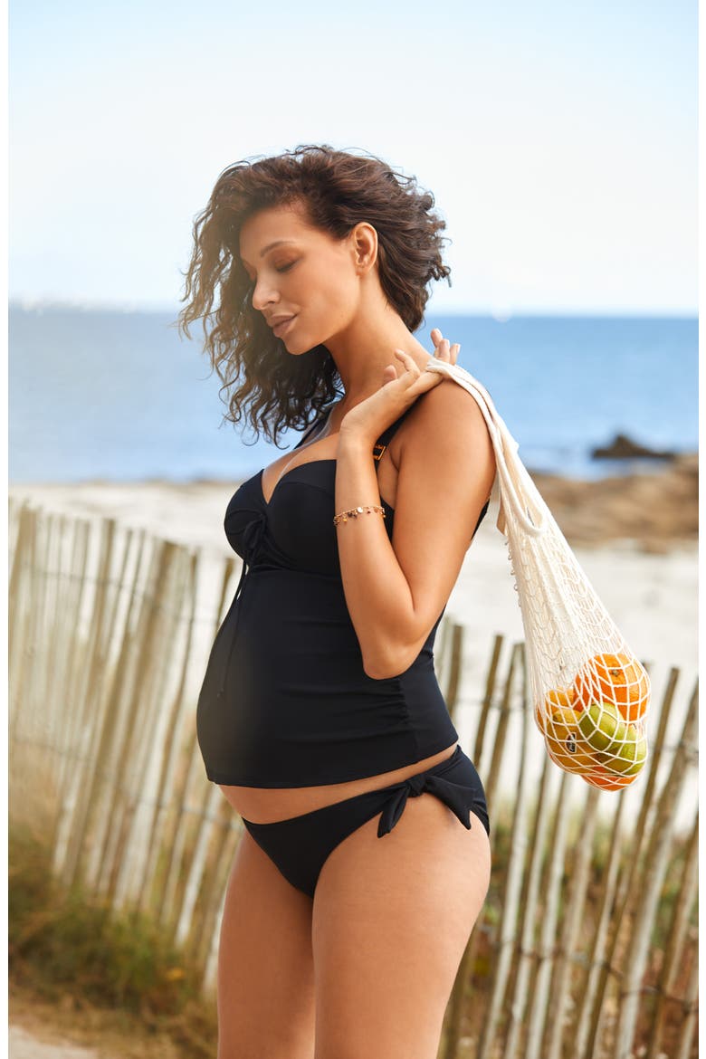 Porto Vecchio Maternity Tankini Swimsuit, Alternate, color, BLACK