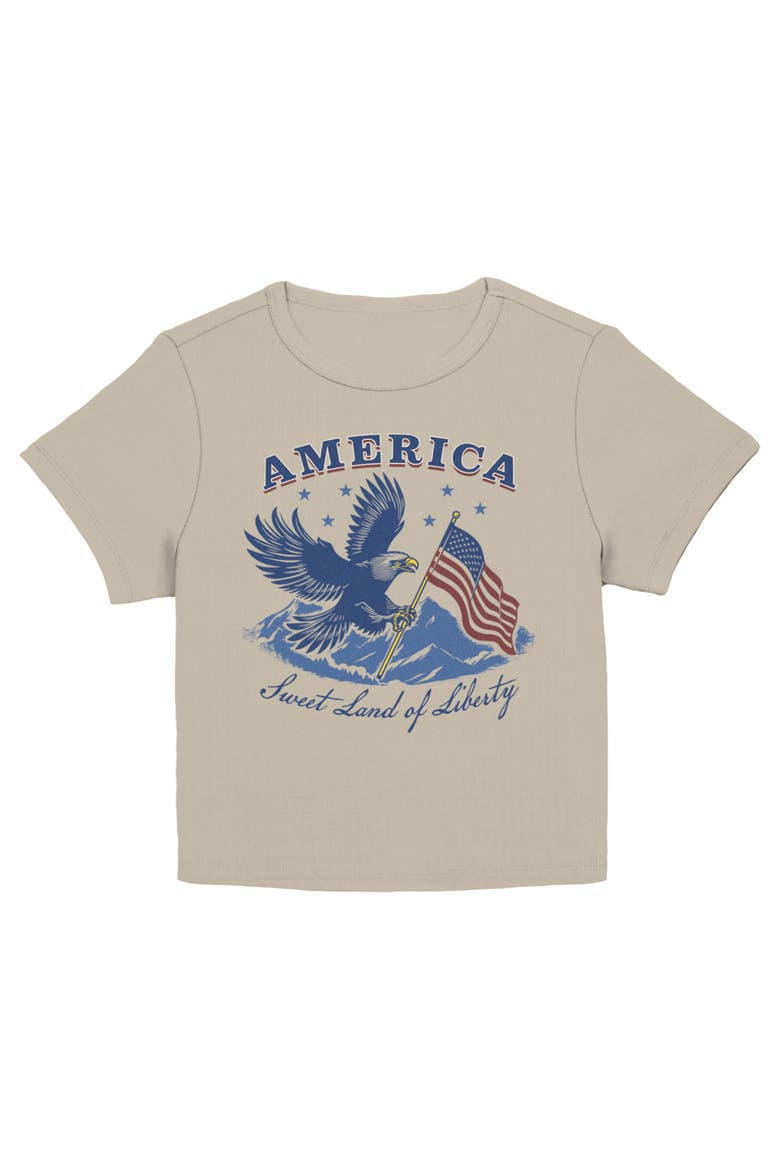 Junior's Sweet Land America Short Sleeve Baby T-shirt, Main, color, Plaza Taupe