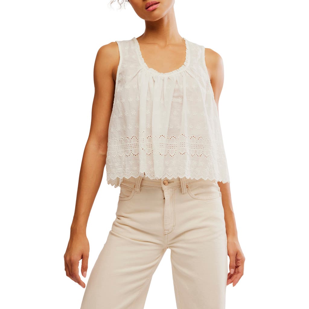 Shop Free People Marina Eyelet Tank In Clean Ivory