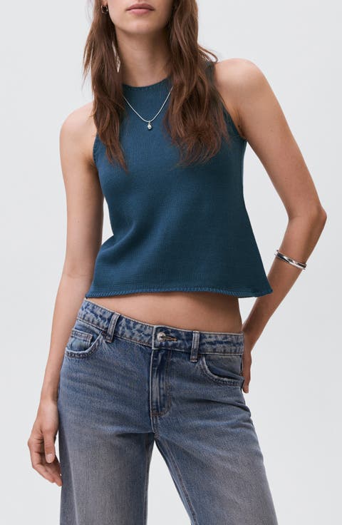 Lace-Up Sleeveless Knit Top