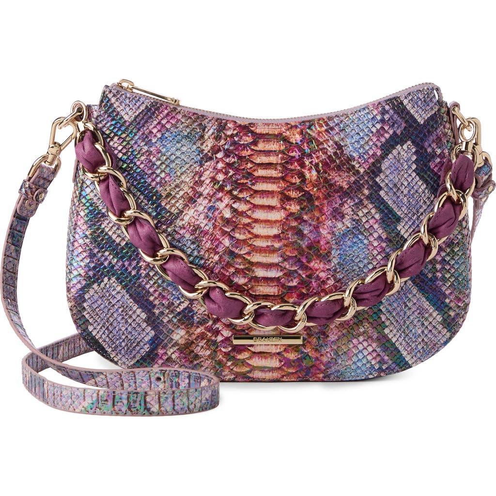 Brahmin Mod Shayna Croc Embossed Leather Shoulder Bag In Purple