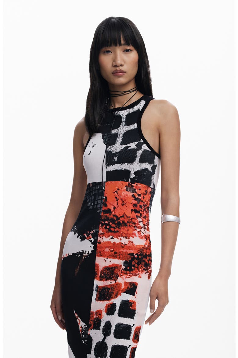 Print Racerback Maxi Dress, Alternate, color, BLACK