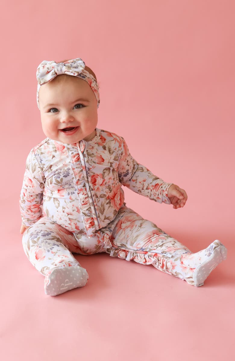 Posh Peanut Ruffle Zip Footie, Alternate, color, Blue