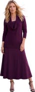 Roaman's Plus Size Lightweight Cowl Neck Sweater With Lace Trim