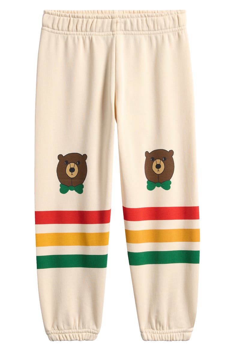 Kids' Bear Stripe Organic Cotton Sweatpants, Main, color, OFF-WHITE