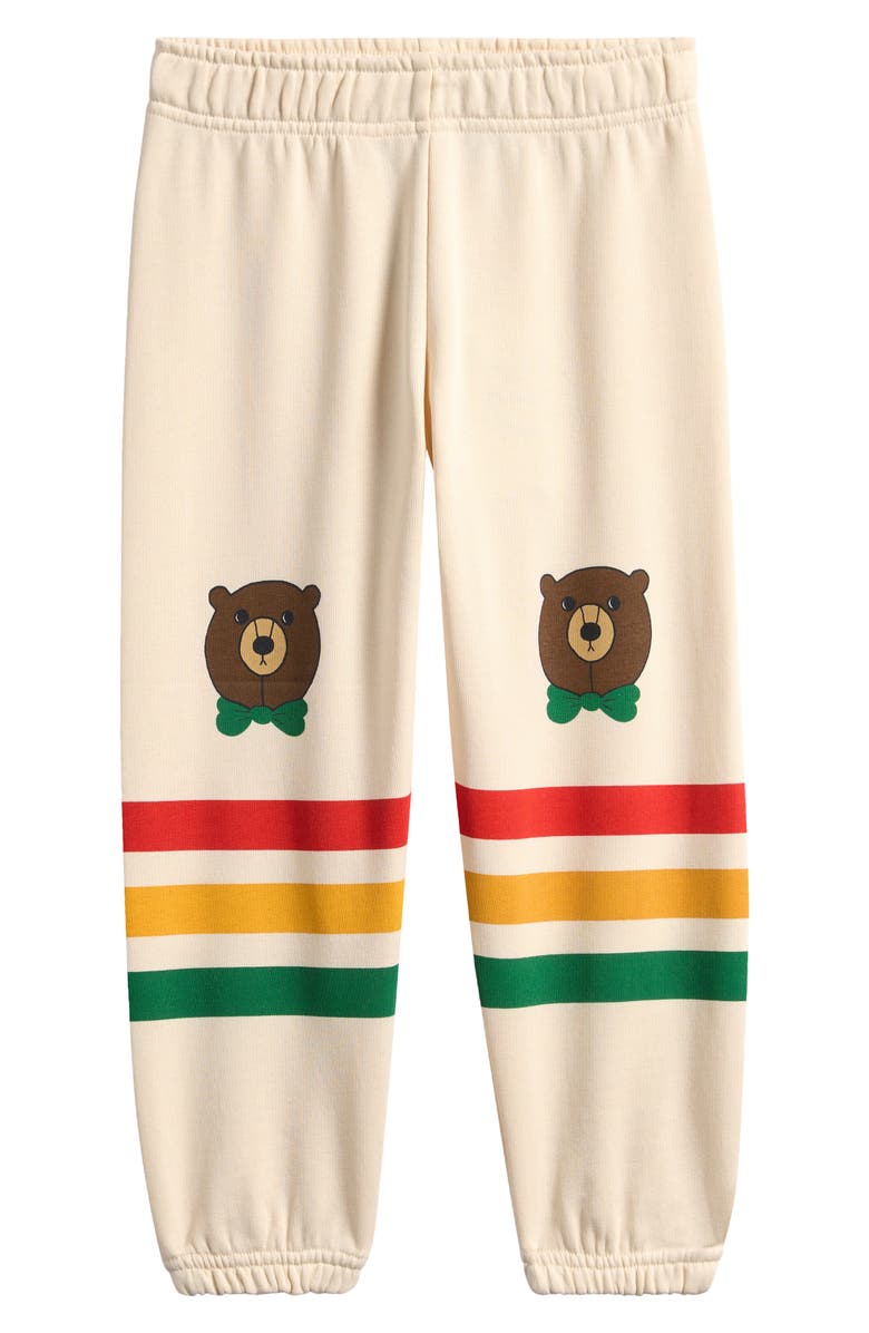 Mini Rodini Kids' Bear Stripe Organic Cotton Sweatpants, Main, color, Off-White