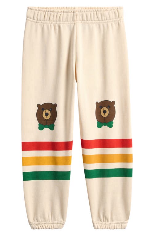 Mini Rodini Kids' Bear Stripe Organic Cotton Sweatpants in Off-White  product